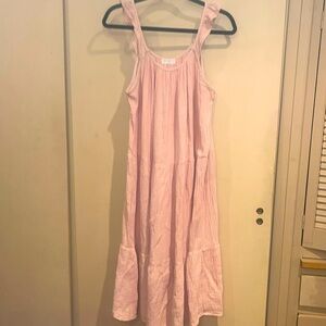 4Our Dreamers summer tiered flutter sleeveless dress size Large pale pink color